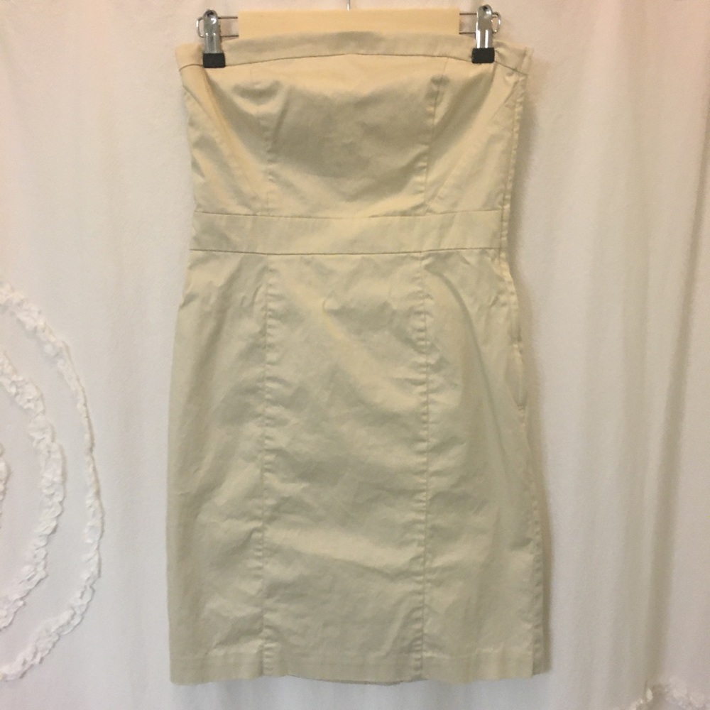Strapless Beige Midi Dress